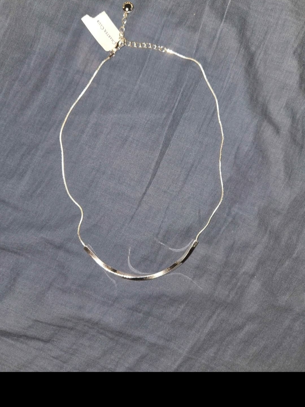 Charter Club Silver Curved Bar Necklace